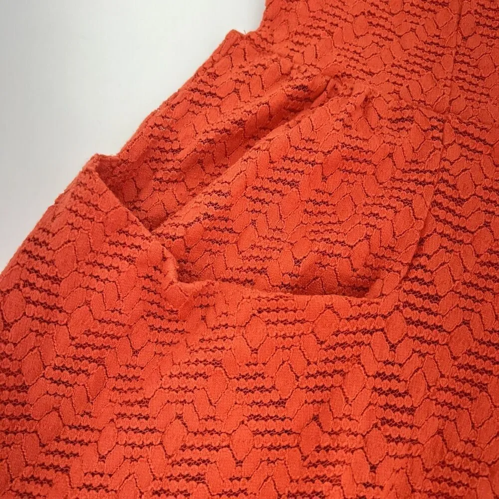 Free People One Wisteria Lattice Orange Lace Dress Size Medium Back Cutouts